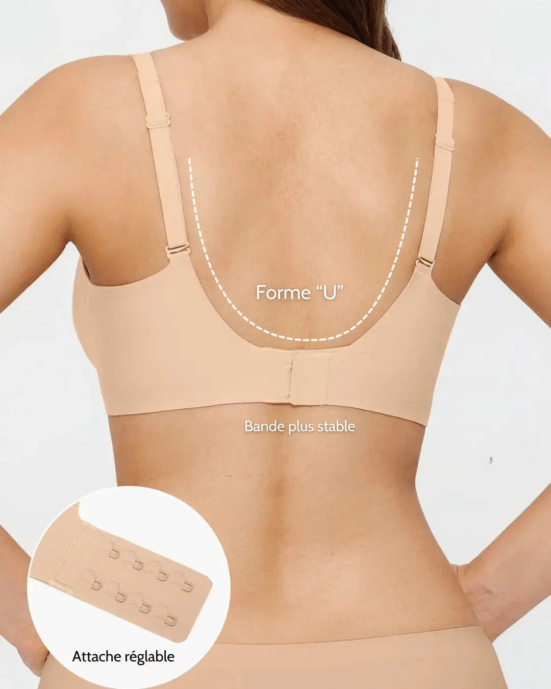 Soutien-gorge push-up sans armature avec col V - Beige nude