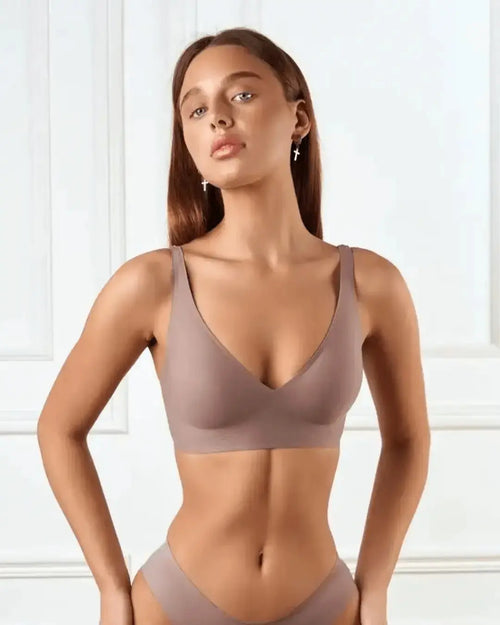 Soutien-gorge push-up sans armature avec col V - Mauve taupe