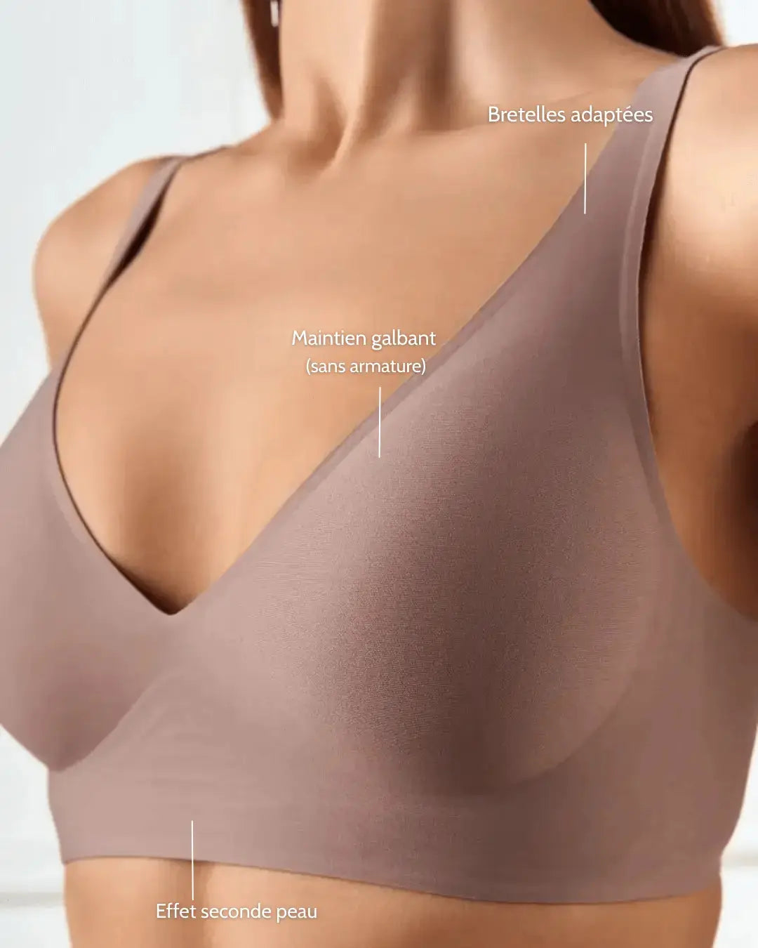 Soutien-gorge push-up sans armature avec col V - Mauve taupe