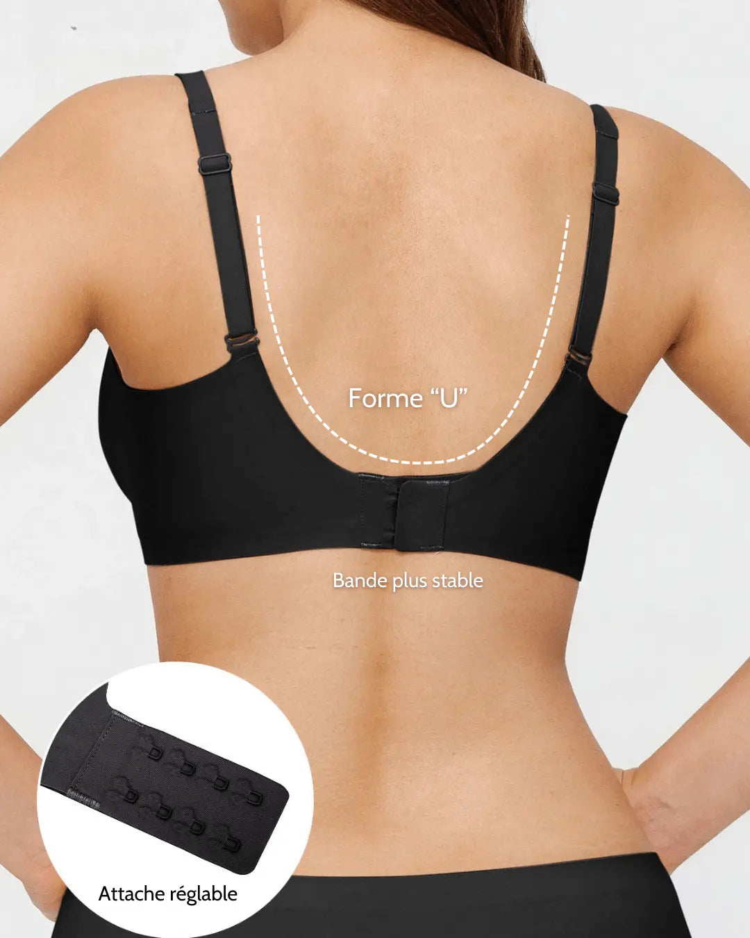 Soutien-gorge push-up sans armature avec col V - Noir onyx