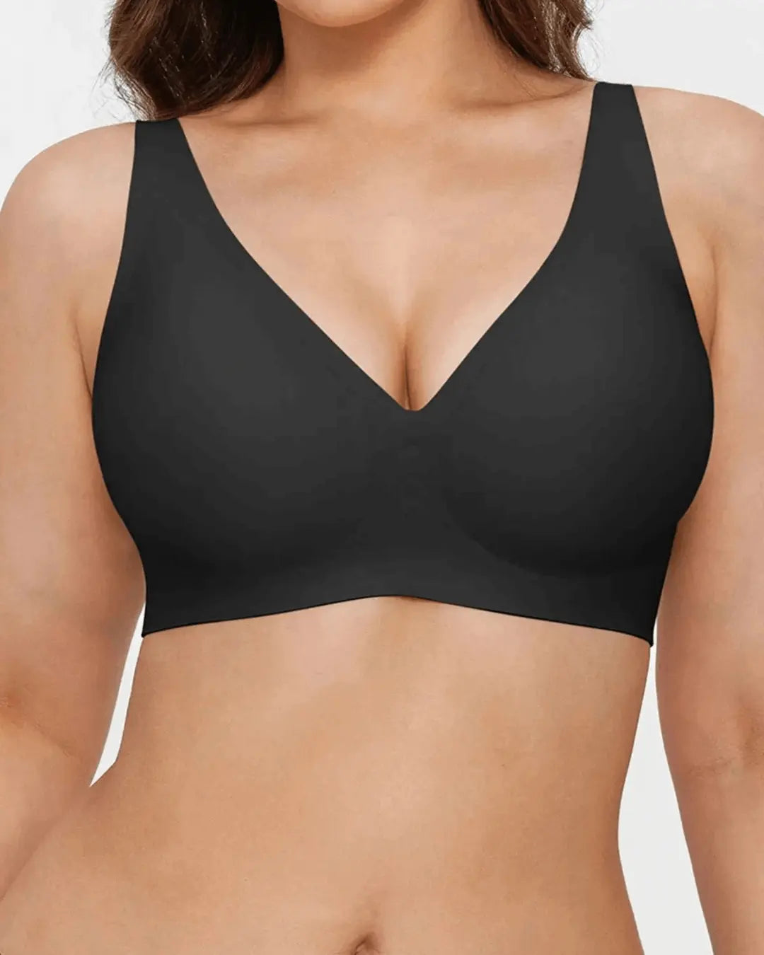 Soutien-gorge push-up sans armature avec col V - Noir onyx