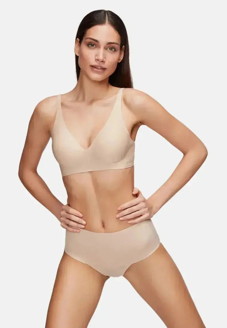 Soutien-gorge push-up sans armature avec col V - Beige nude v1 Obor