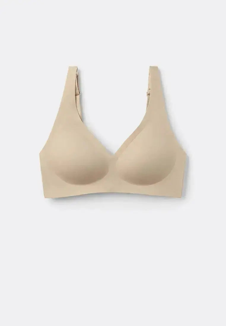 Soutien-gorge push-up sans armature avec col V - Beige nude v1 Obor