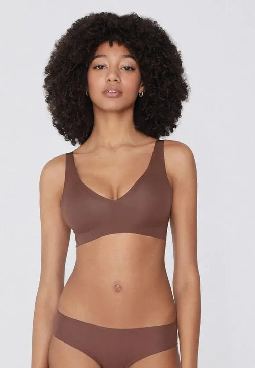 Soutien-gorge push-up sans armature avec col V - Brun épicé v1 Obor