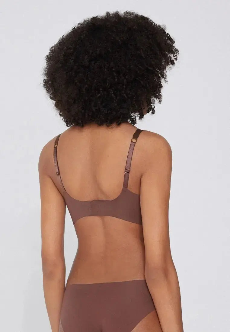 Soutien-gorge push-up sans armature avec col V - Brun épicé v1 Obor