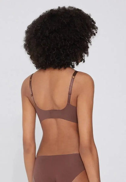 Soutien-gorge push-up sans armature avec col V - Brun épicé v1 Obor