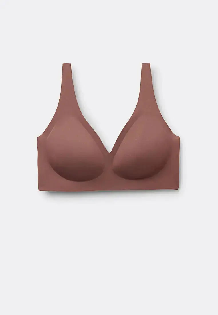 Soutien-gorge push-up sans armature avec col V - Brun épicé v1 Obor