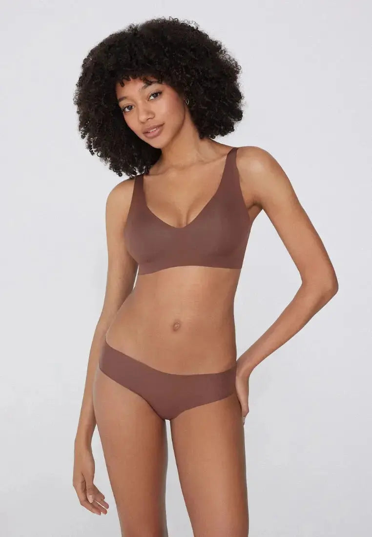 Soutien-gorge push-up sans armature avec col V - Brun épicé v1 Obor
