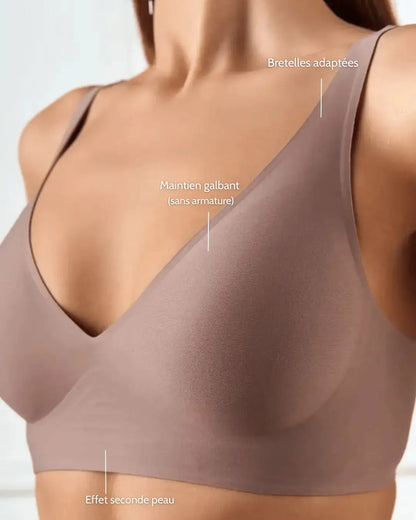 Soutien-gorge push-up sans armature avec col V - Mauve taupe