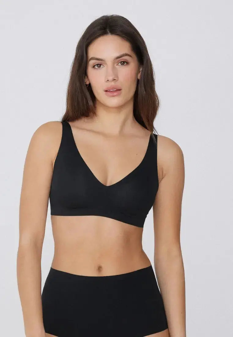 Soutien-gorge push-up sans armature avec col V - Noir onyx Obor