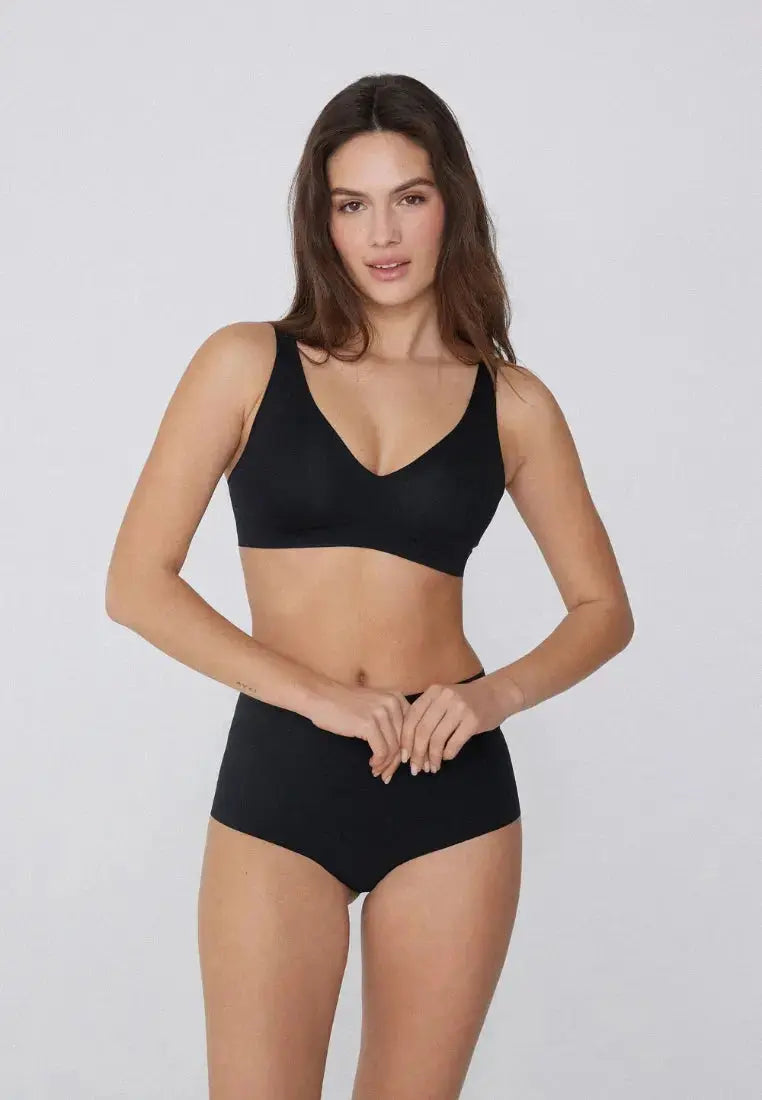 Soutien-gorge push-up sans armature avec col V - Noir onyx Obor