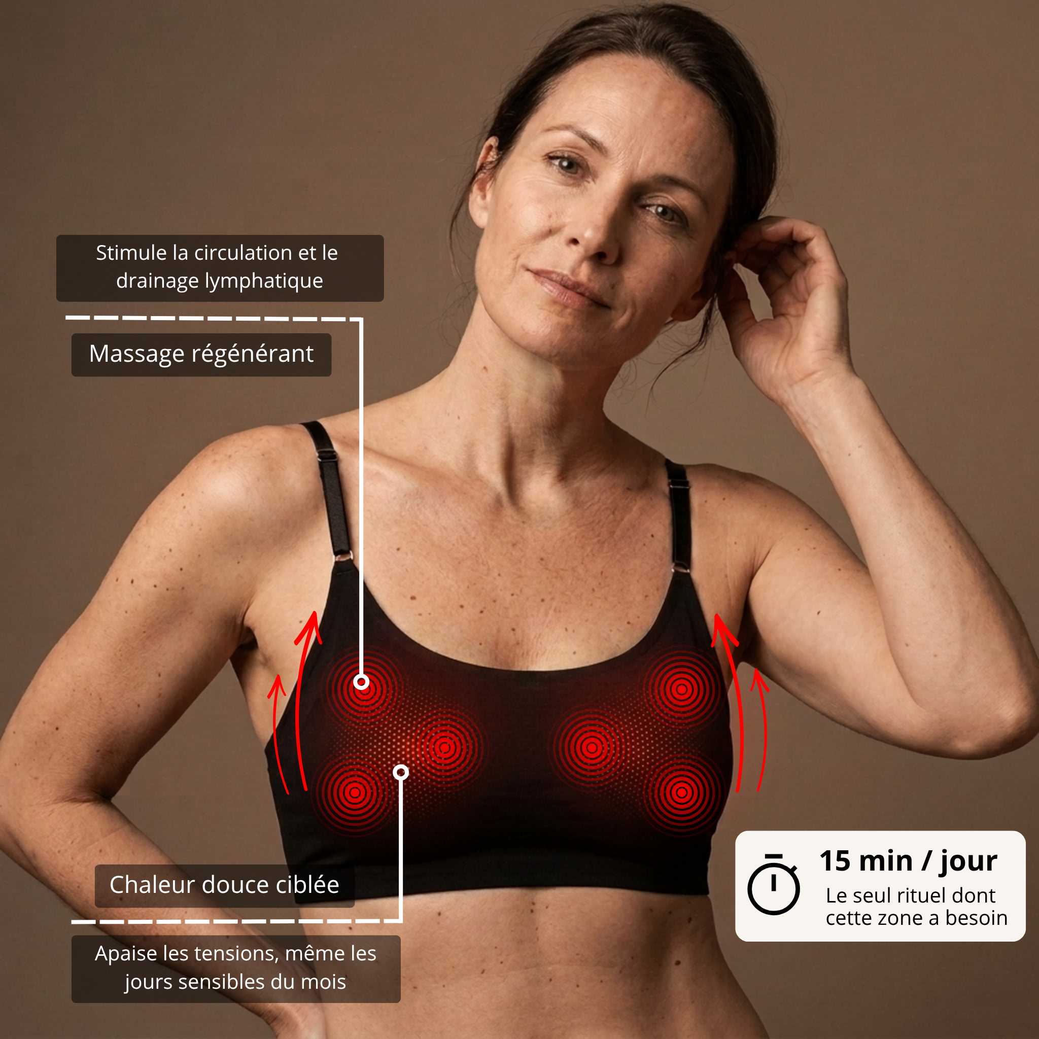 Brassière massante et galbante Montainoir™-Noire