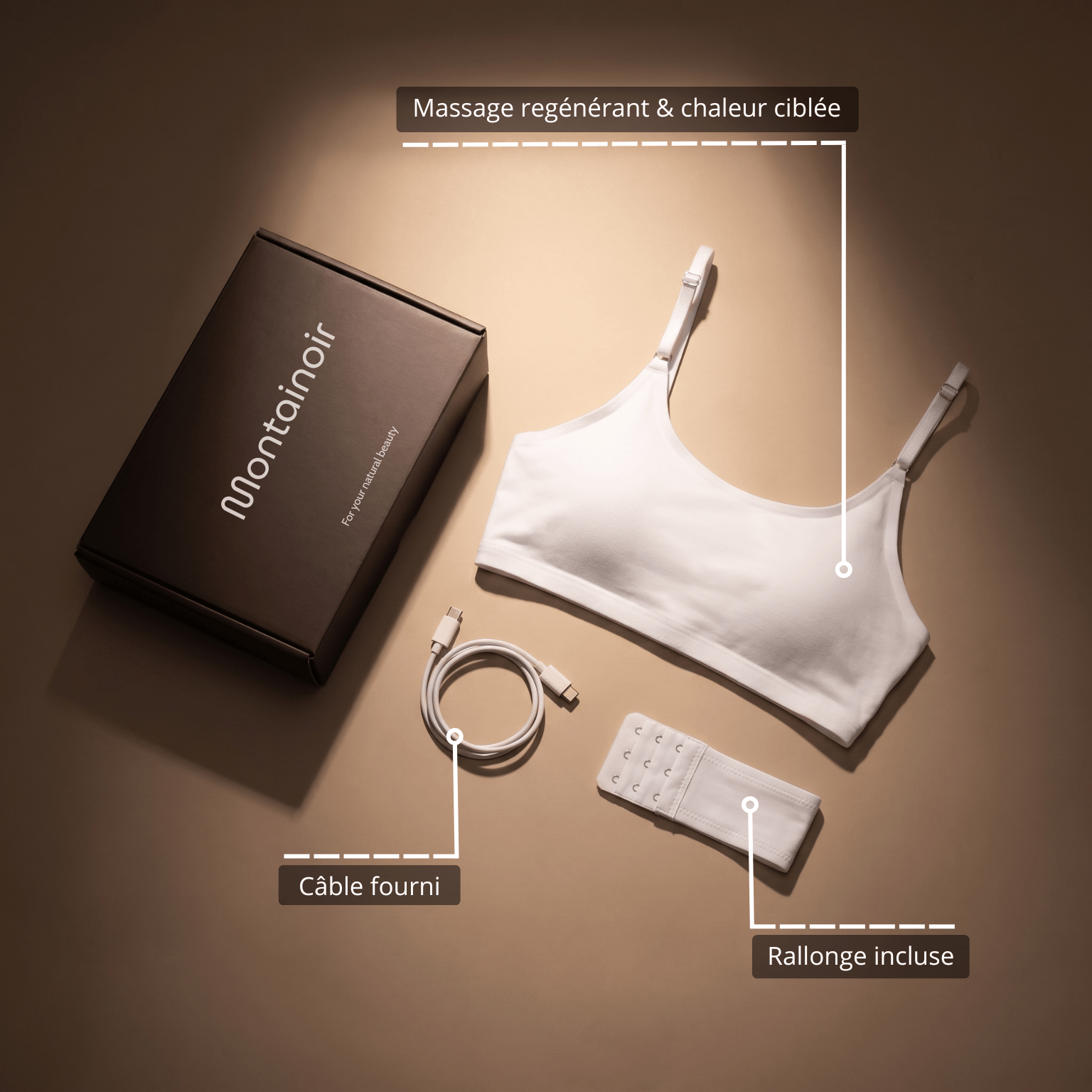Brassière massante et galbante Montainoir™ - Blanche