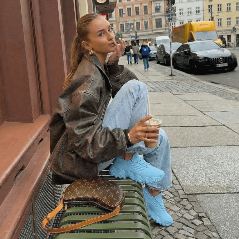 Sneakers med fodstøtte til trætte fødder - Pastelblå