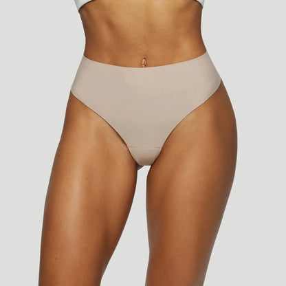 Tanga taille haute sans couture - Beige nude