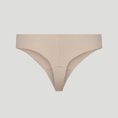 Tanga taille haute sans couture - Beige nude
