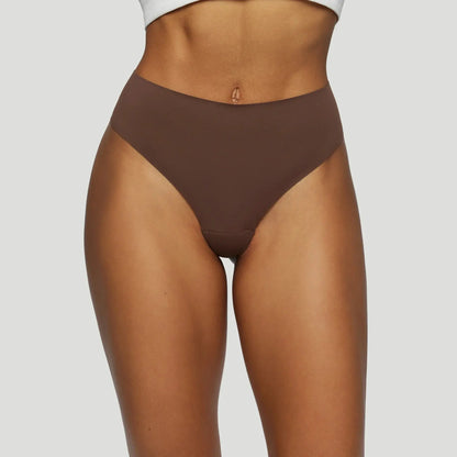 Tanga taille haute sans couture - Brun épicé
