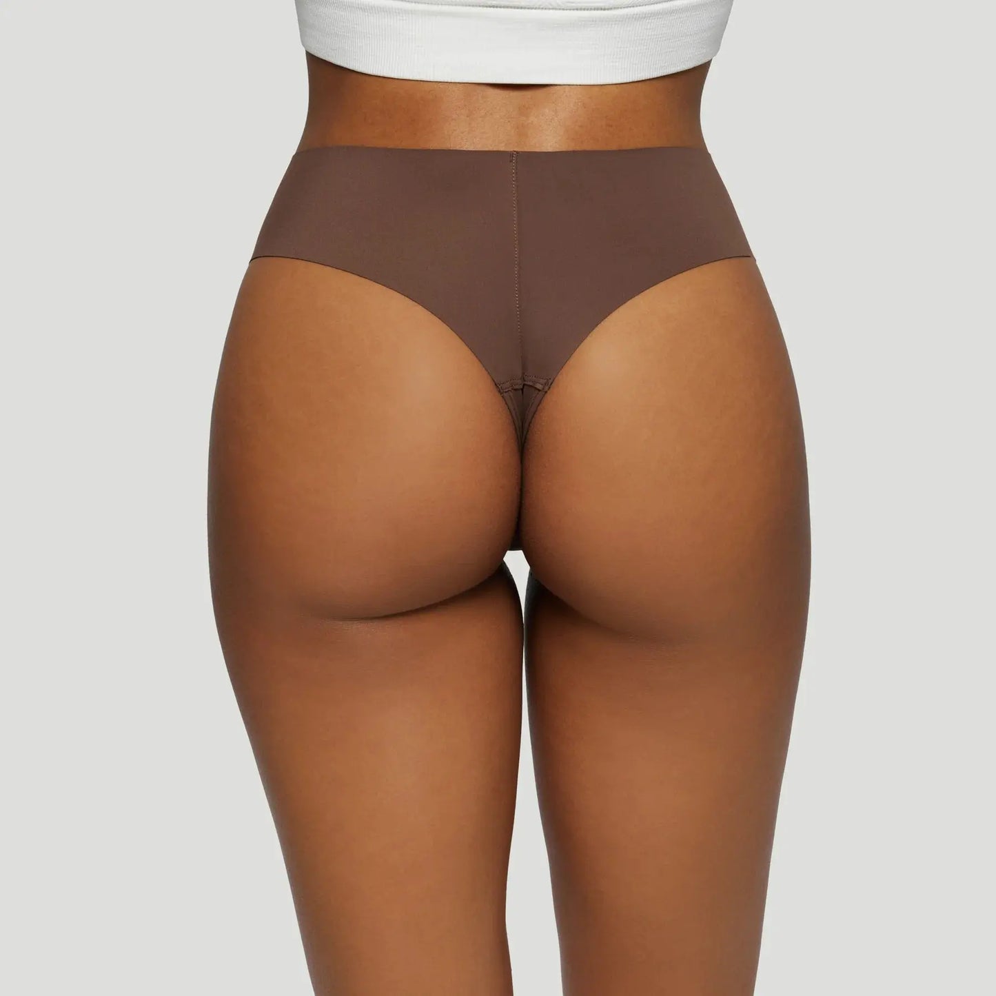Tanga taille haute sans couture - Brun épicé