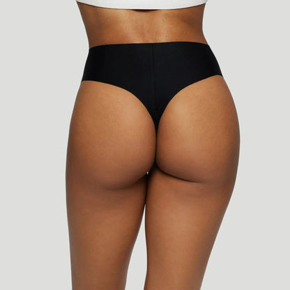 Tanga taille haute sans couture - Noir onyx