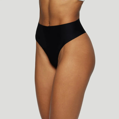 Tanga taille haute sans couture - Noir onyx