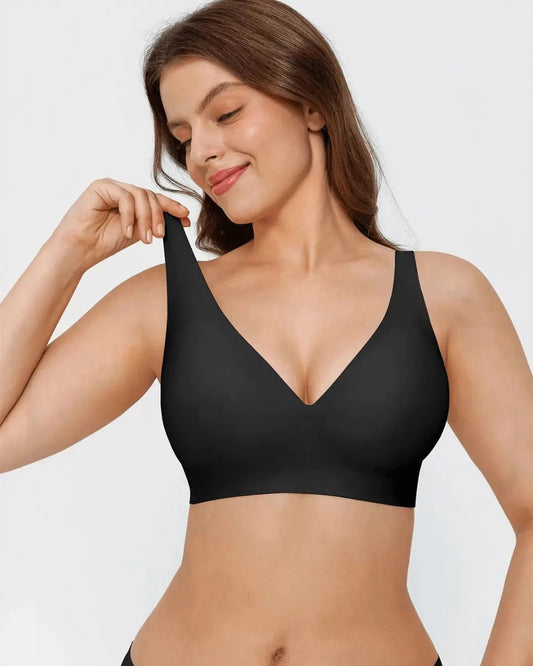 Soutien-gorge push-up sans armature avec col V - Noir onyx