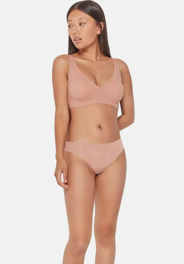 Soutien-gorge push-up sans armature avec col V - Rose poudré v1 Obor