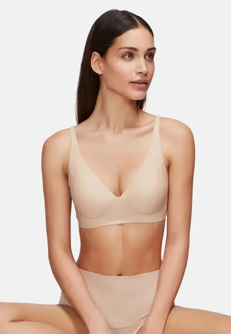 Soutien-gorge push-up sans armature avec col V - Beige nude v1 Obor