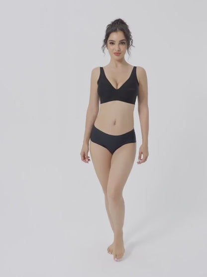 Soutien-gorge push-up sans armature avec col V - Noir onyx
